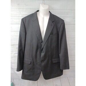 Albert Nipon Men's Black Charcoal 100% Wool Blazer Jacket Sz 48L
